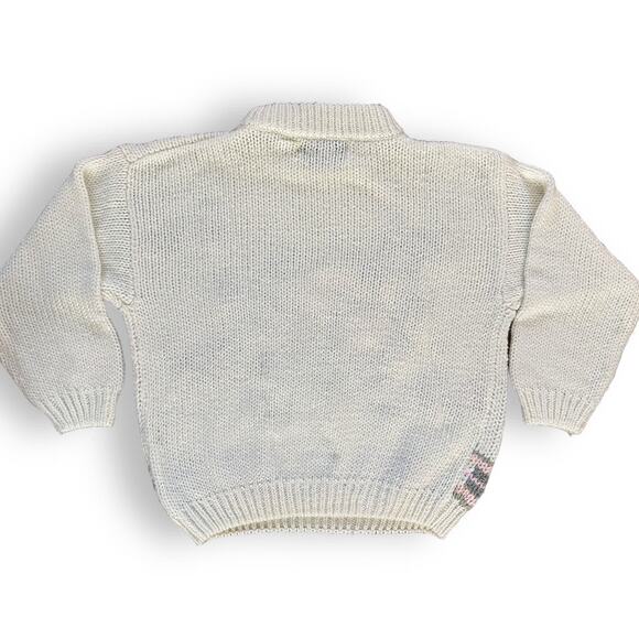 80s Cropped Hand Knit Bramble Lane Floral Sweater Intarsia Pastel Cottage - Picture 3 of 8